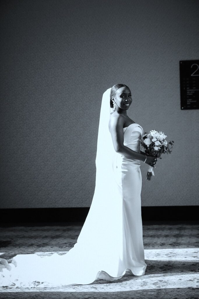 Monochrome bridal portrait